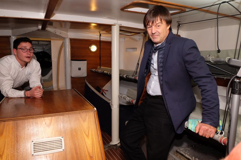 Nautic 2017 - Nicolas Hulot, visite surprise sur le Pen Duick III