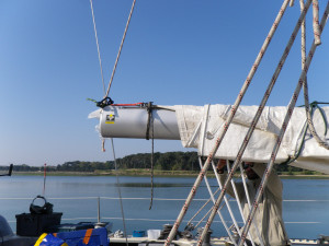 Avril 2010: nouvelle bôme de grand voile pour Pen Duick VI